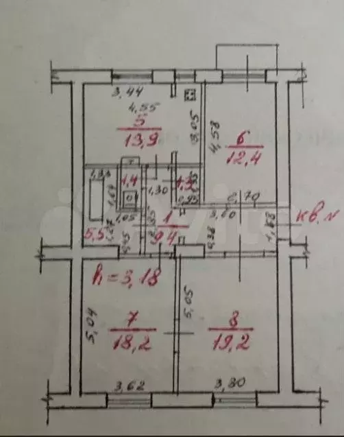 3-к. квартира, 81,3 м, 4/4 эт. - Фото 0