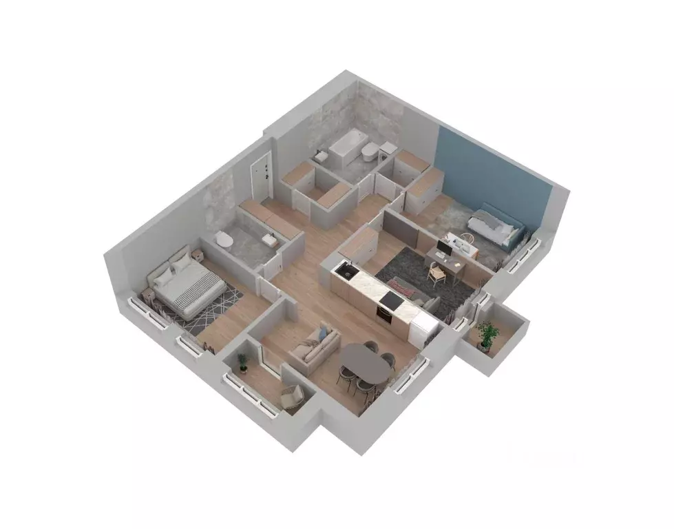 3-к кв. Башкортостан, Уфа Бионика Парк жилой комплекс, 3 (93.9 м) - Фото 2