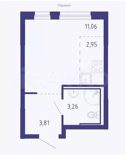 Квартира-студия, 21,1 м, 7/17 эт. - Фото 1