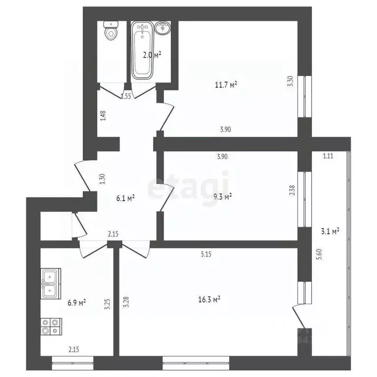 3-к кв. Краснодарский край, Геленджик Северный мкр, 3 (54.5 м) - Фото 1