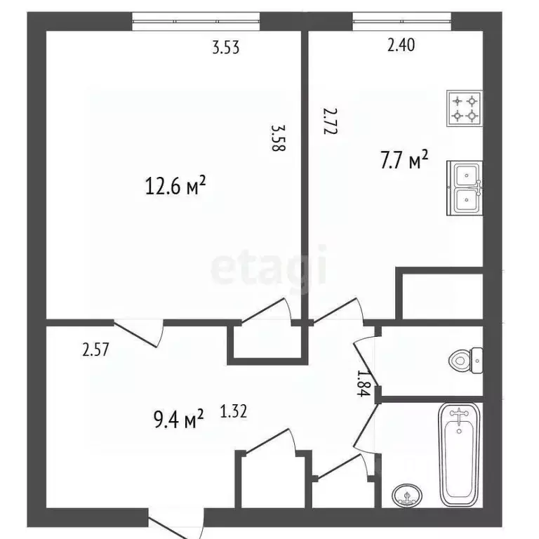 2-к кв. Санкт-Петербург ул. Дыбенко, 11К2 (56.1 м) - Фото 2