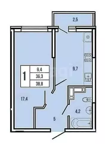 1-комнатная квартира: Краснодар, Командорская улица, 9/2 (36.3 м) - Фото 0