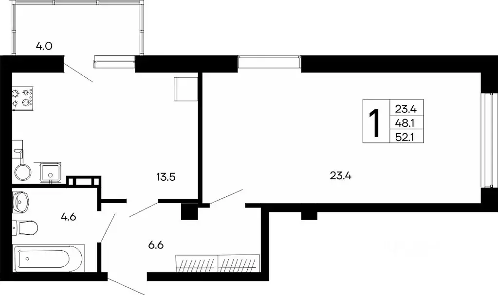 1-к кв. Крым, Феодосия Утесов жилой комплекс (52.1 м) - Фото 1