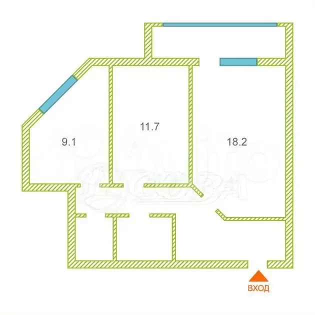 2-к. квартира, 55,5 м, 6/14 эт. - Фото 0