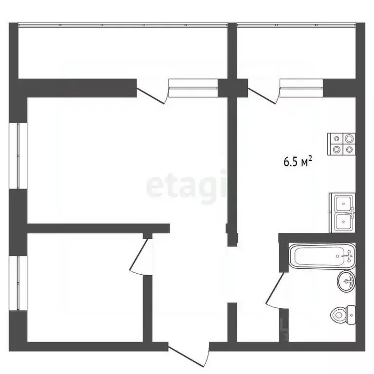 2-к кв. Кемеровская область, Новокузнецк ул. Карла Маркса, 3А (46.3 м) - Фото 2