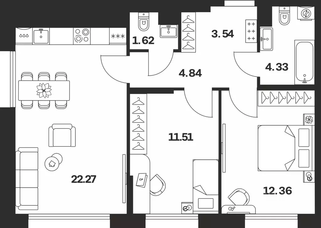 2-к кв. Тульская область, Тула Жукова Парк жилой комплекс (60.47 м) - Фото 1