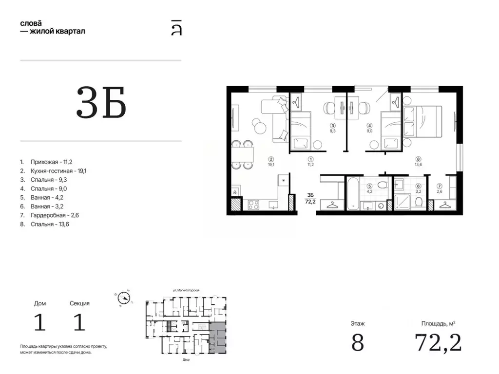 3-к кв. Астраханская область, Астрахань Магнитогорская ул., 1 (72.17 ... - Фото 1