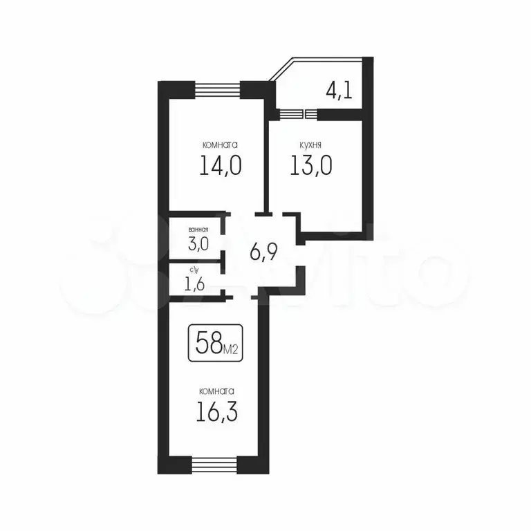 2-к. квартира, 58 м, 16/22 эт. - Фото 0