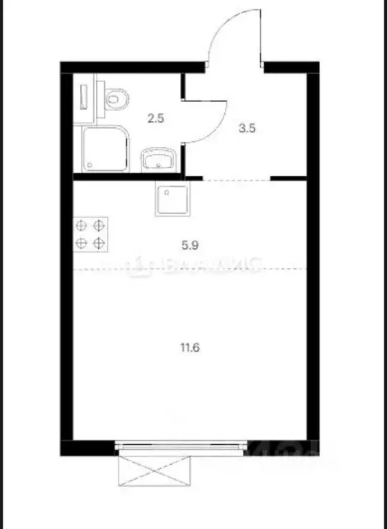 Студия Москва Очаковское ш., 5к5 (23.5 м) - Фото 1