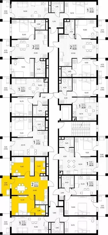 2-комнатная квартира: Сукко, жилой комплекс Кипарис (54.5 м) - Фото 2