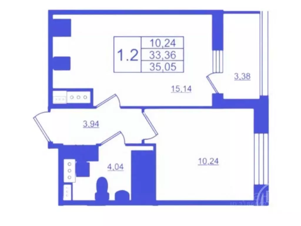 1-к кв. Санкт-Петербург Парашютная ул., 75к1 (35.05 м) - Фото 1