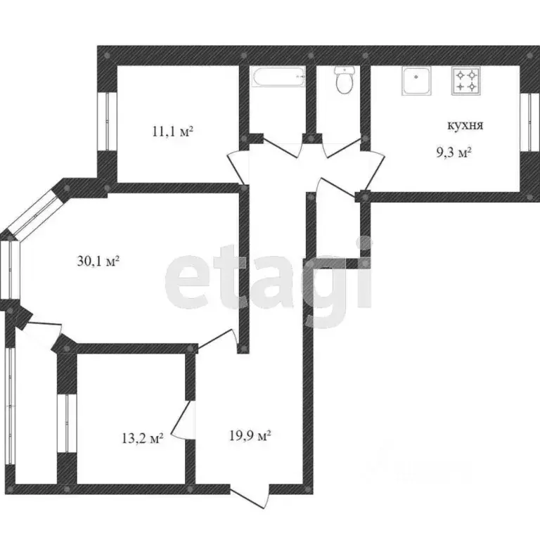 3-к кв. Ямало-Ненецкий АО, Новый Уренгой просп. Губкина, 7А (94.8 м) - Фото 2