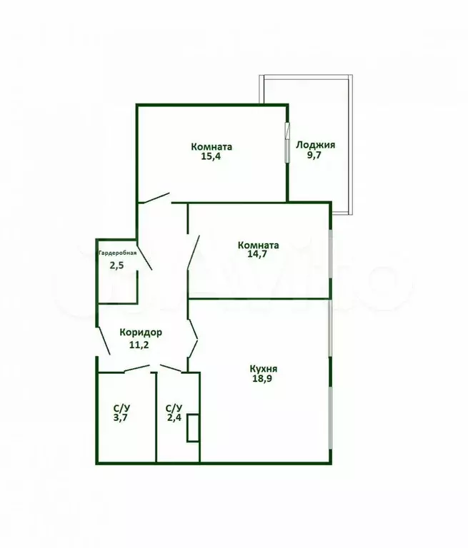 2-к. квартира, 70 м, 5/9 эт. - Фото 0
