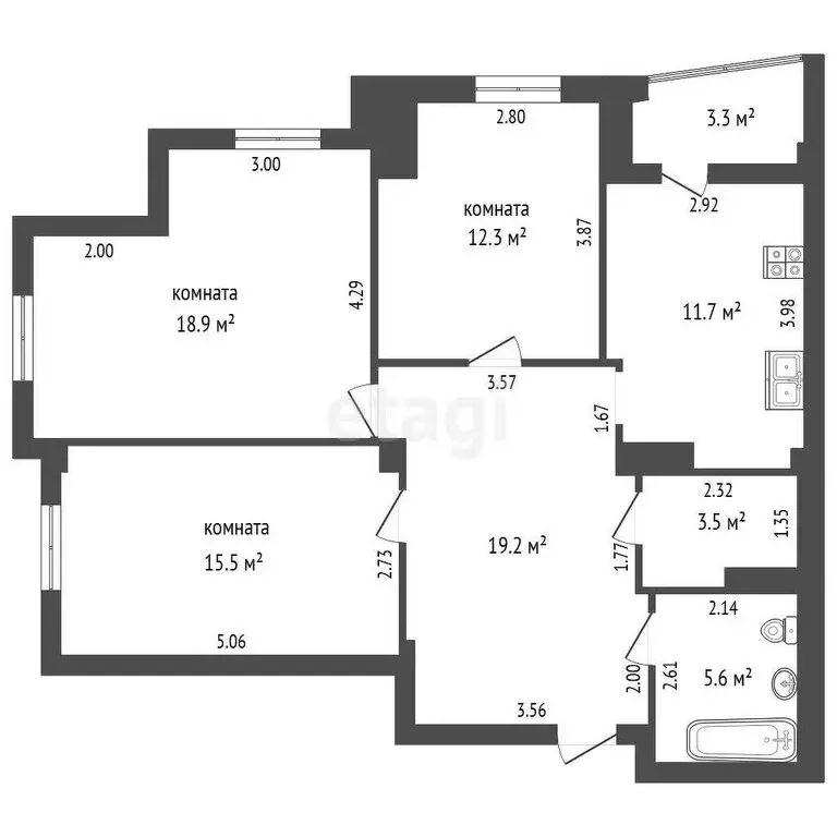 3-комнатная квартира: Калининград, улица Гайдара, 90 (90 м) - Фото 0