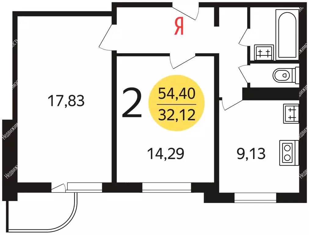 2-комнатная квартира: Москва, Заповедная улица, 16к2 (54 м) - Фото 1