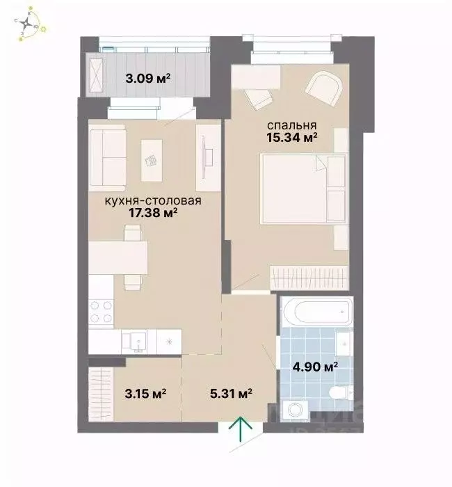 1-к кв. Свердловская область, Екатеринбург Южный жилрайон, Лайв жилой ... - Фото 1