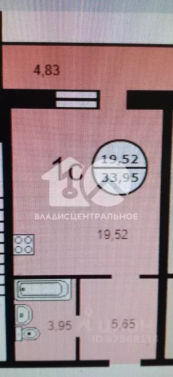 Студия Новосибирская область, Бердск ул. Ленина, 23А (29.12 м) - Фото 1