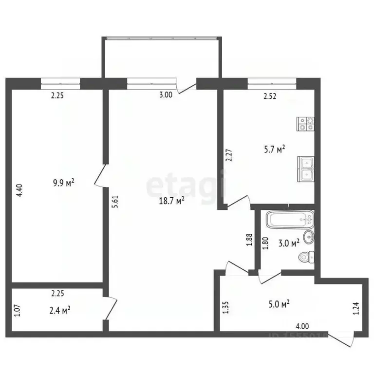 2-к кв. Самарская область, Самара Пролетарская ул., 175 (44.6 м) - Фото 1