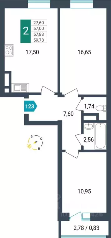 1-к кв. Забайкальский край, Чита ул. Бабушкина, 42Б (42.05 м) - Фото 1