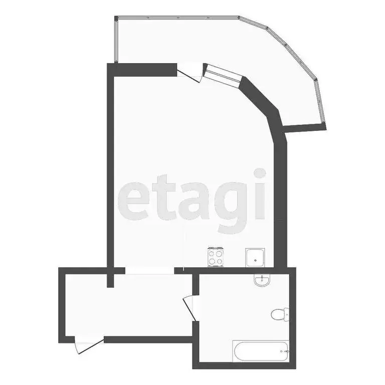 Квартира-студия: Тюмень, улица Максима Горького, 3к1 (44.6 м) - Фото 1