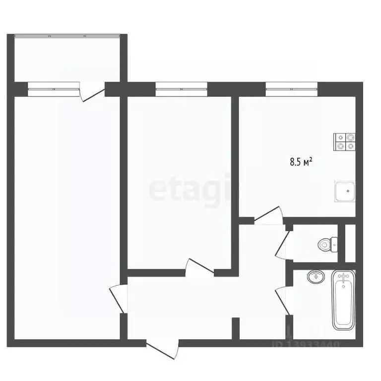 2-к кв. Тюменская область, Тюмень ул. Пермякова, 68к2 (50.0 м) - Фото 2