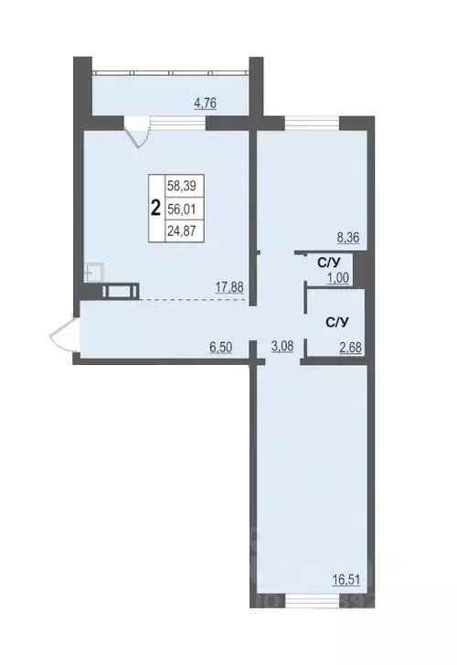 2-к кв. Челябинская область, Челябинск Ярославская ул., 17 (56.0 м) - Фото 1