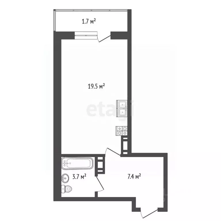 Студия Ярославская область, Ярославль ул. Брагинская, 18к2 (30.6 м) - Фото 1