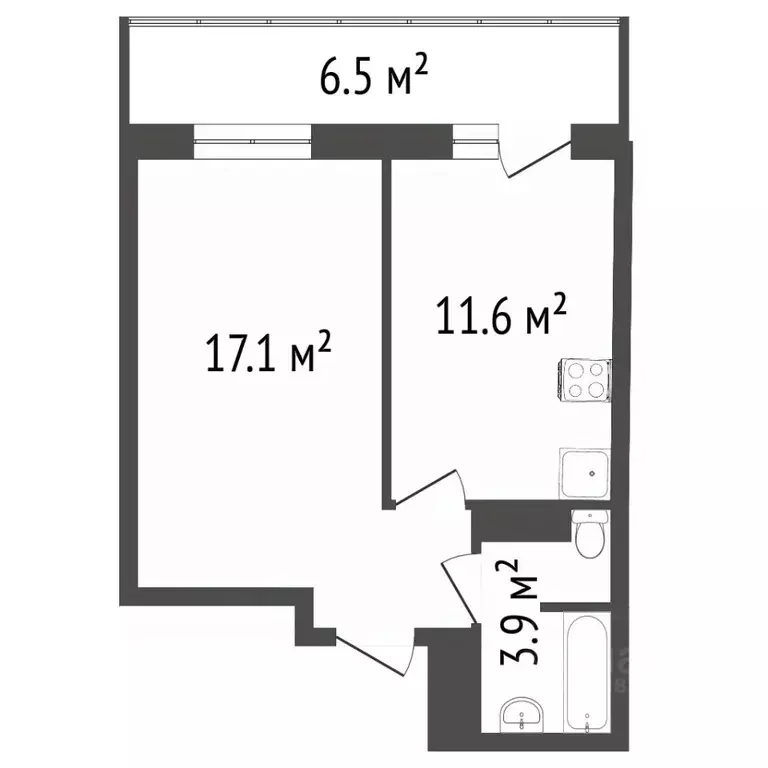 1-к кв. Красноярский край, Красноярск Норильская ул., 3Б (34.5 м) - Фото 2