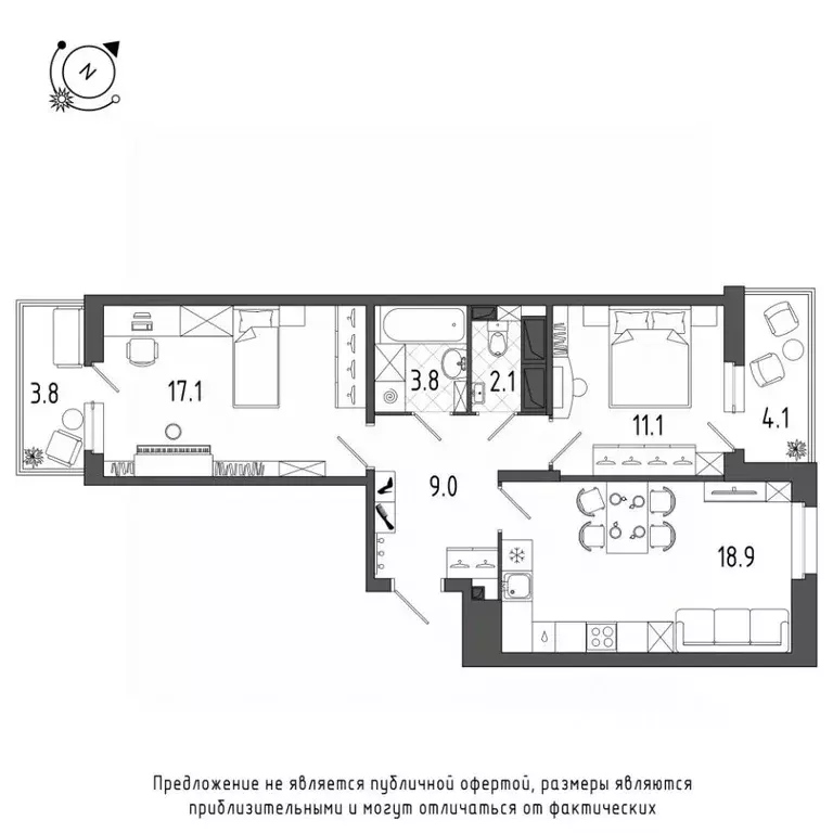 2-к кв. Санкт-Петербург Черниговская ул., 17 (65.4 м) - Фото 0