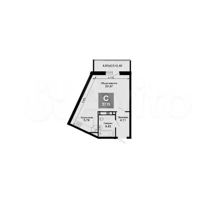 Квартира-студия, 35,9 м, 13/19 эт. - Фото 0
