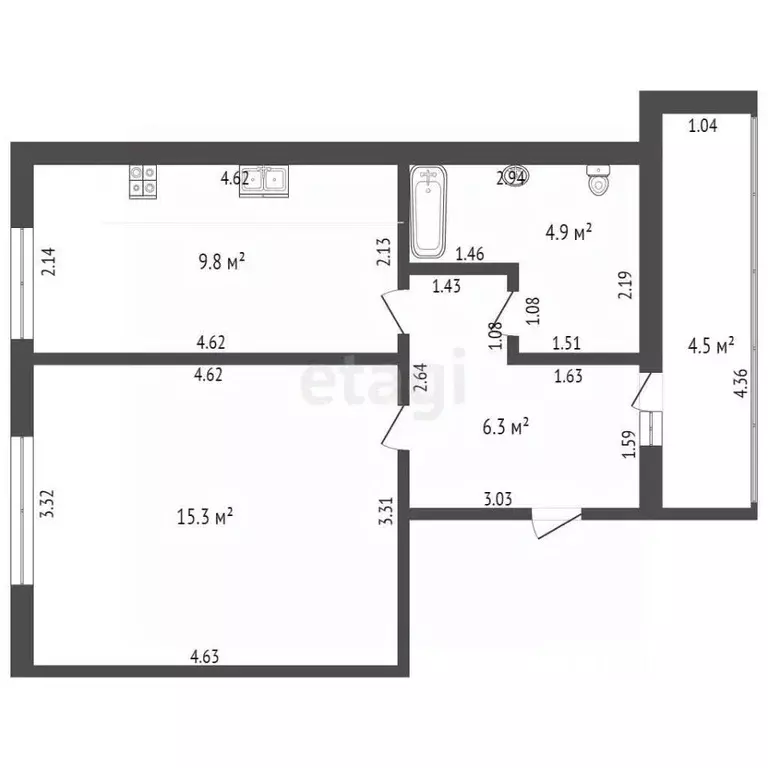 1-к кв. Башкортостан, Стерлитамак ул. Ибрагимова, 7 (40.8 м) - Фото 1
