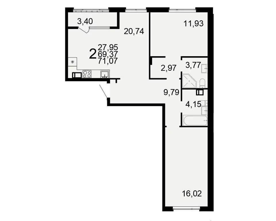 2-комнатная квартира: Тула, жилой комплекс Флагман (71.07 м) - Фото 1