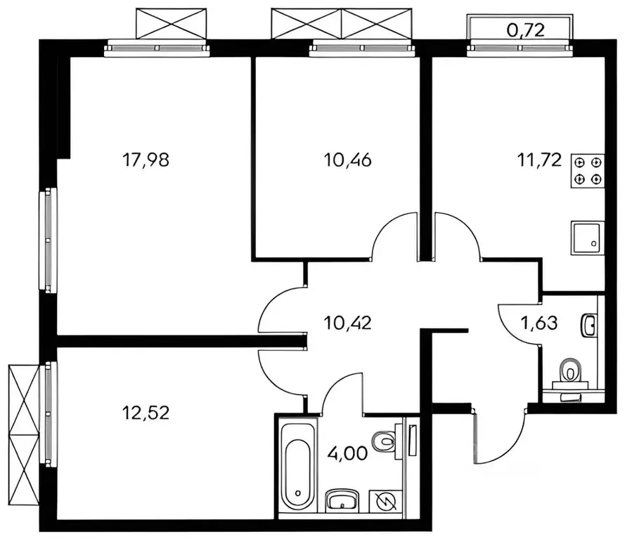 3-к кв. Москва Большая Филевская ул., 3к4 (70.0 м) - Фото 1