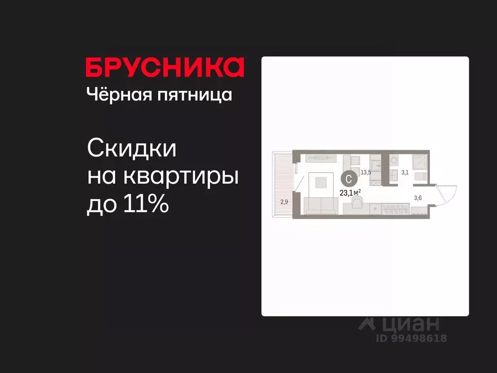 Студия Курганская область, Курган Центральный жилрайон, Дом Кино жилой ... - Фото 1