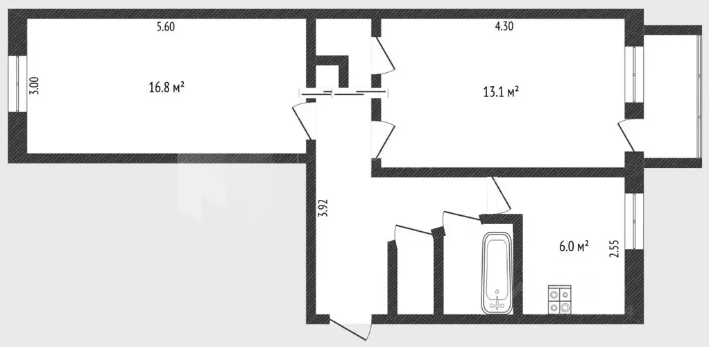 2-к кв. Тюменская область, Тюмень ул. Елизарова, 76 (44.3 м) - Фото 1