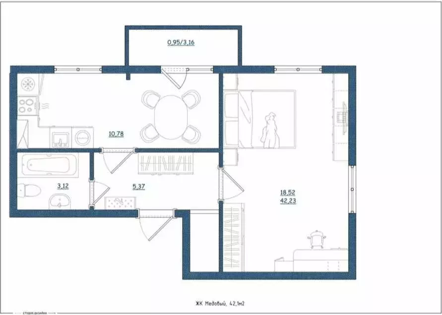 1-комнатная квартира: Тверь, Медовая улица, 9к4 (42.23 м) - Фото 1