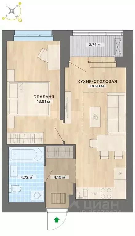1-к кв. Свердловская область, Екатеринбург ул. Академика Парина (43.42 ... - Фото 0