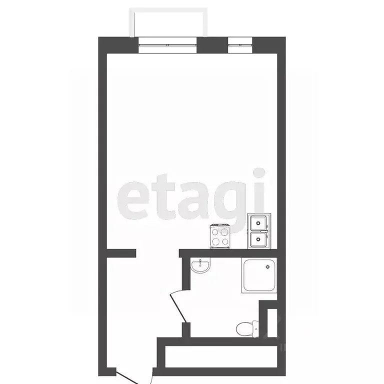 Студия Тюменская область, Тюмень Полевая ул., 117к5 (24.8 м) - Фото 0