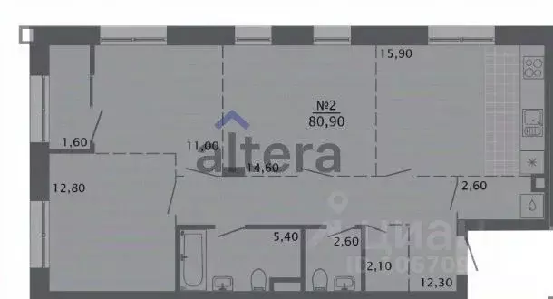 3-к кв. Татарстан, Казань ул. Островского, 112 (80.9 м) - Фото 2