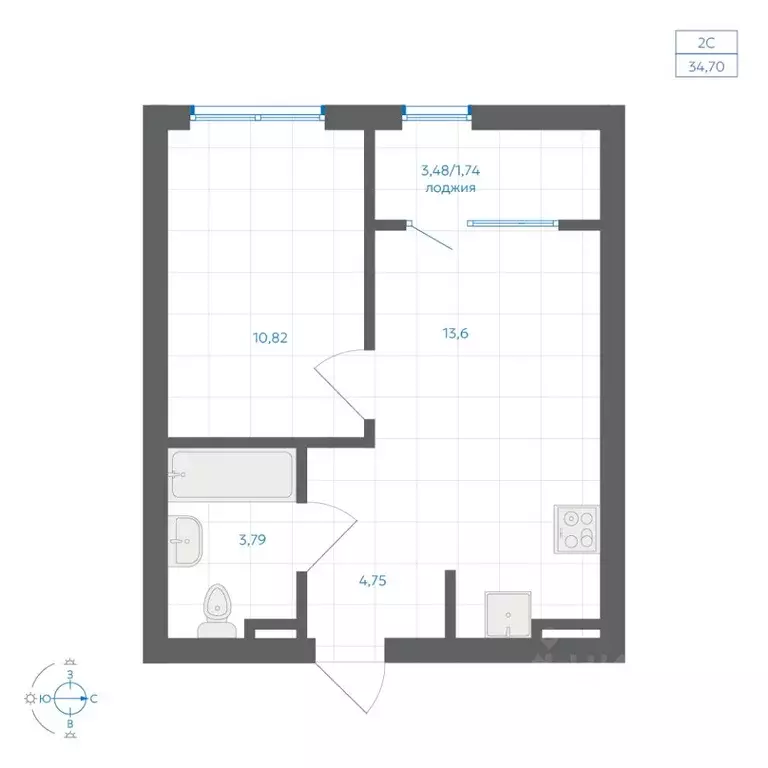 1-к кв. Челябинская область, Челябинский городской округ, пос. ... - Фото 1