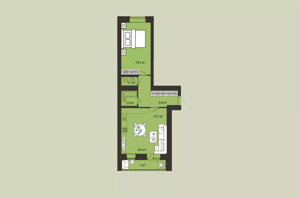 Продаётся 2-к квартира, 60.5 м - Фото 1