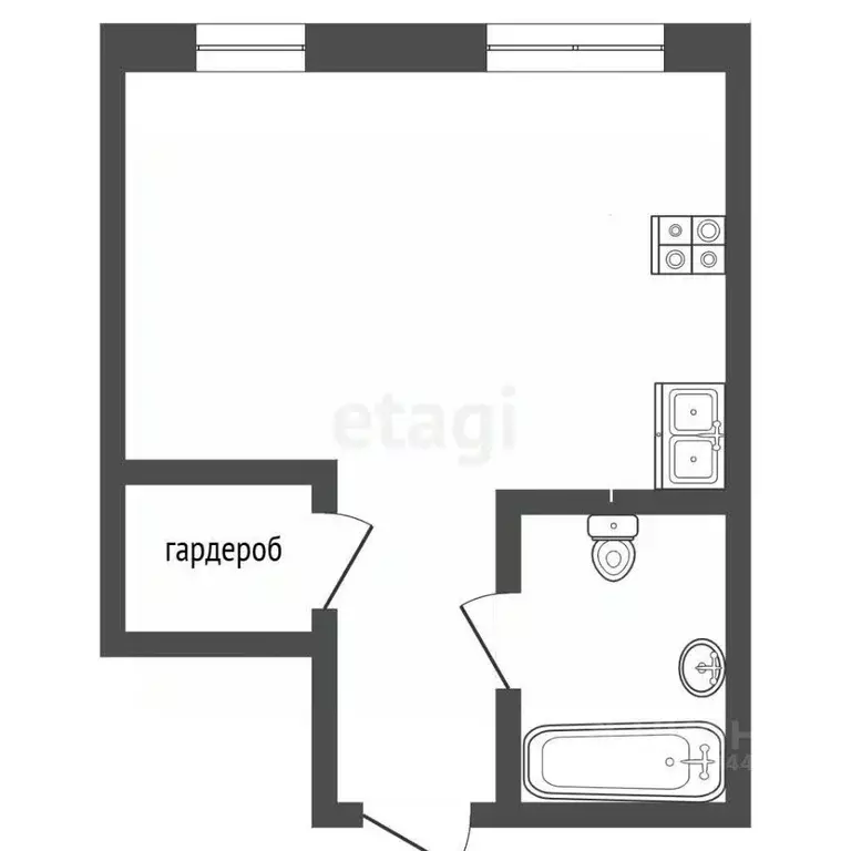 Студия Тюменская область, Тюмень ул. Тимофея Чаркова, 93 (29.8 м) - Фото 2
