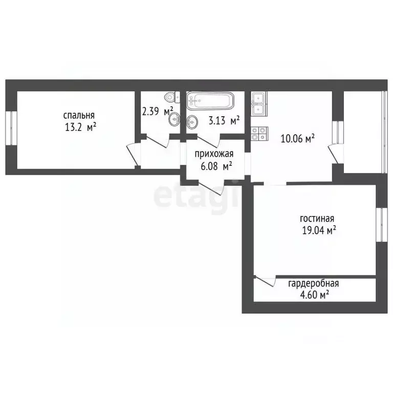 2-к кв. Тюменская область, Тюмень ул. Станционная, 26Бк2 (58.9 м) - Фото 2