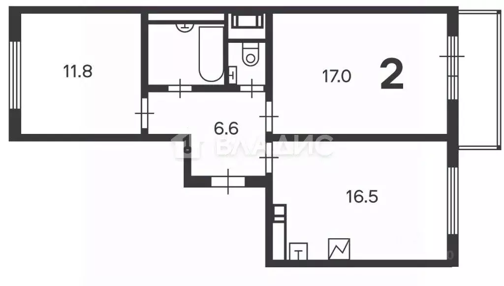 2-к кв. Москва ул. Кварцевая, 5к3 (56.9 м) - Фото 1