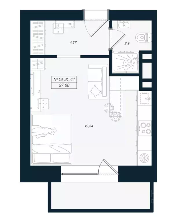 Студия Ленинградская область, Выборгский район, Рощино пгт ул. ... - Фото 1