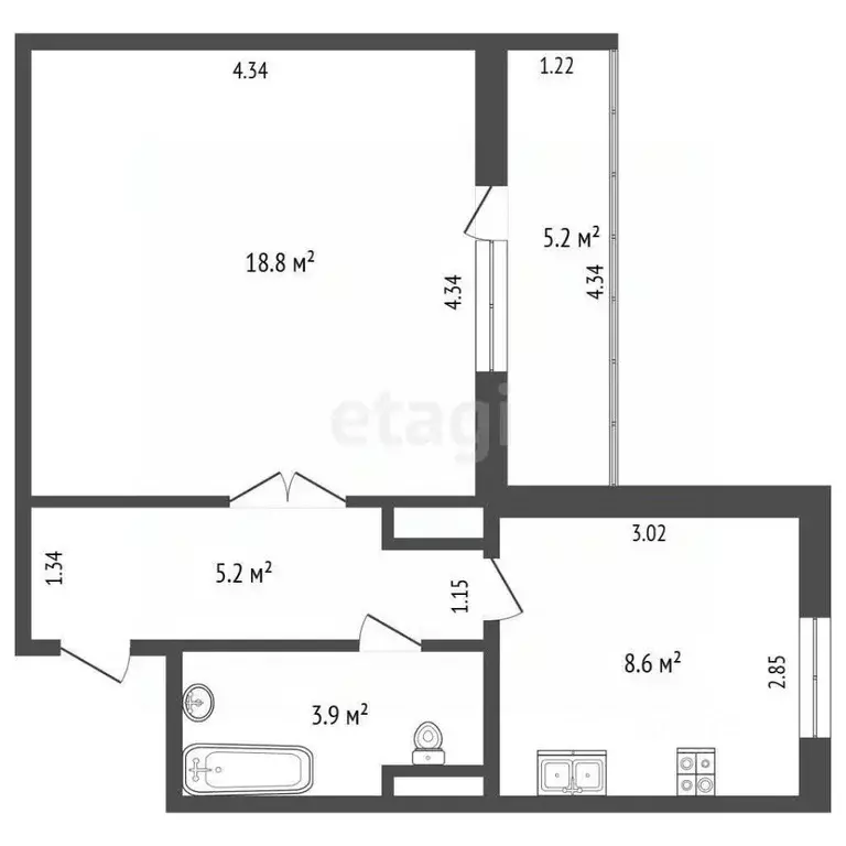 1-к кв. Омская область, Омск Фрезерная ул., 40 (36.5 м) - Фото 1