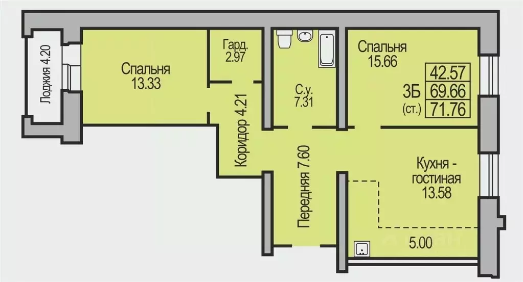 3-к кв. Новосибирская область, Бердск Южный мкр,  (71.76 м) - Фото 0