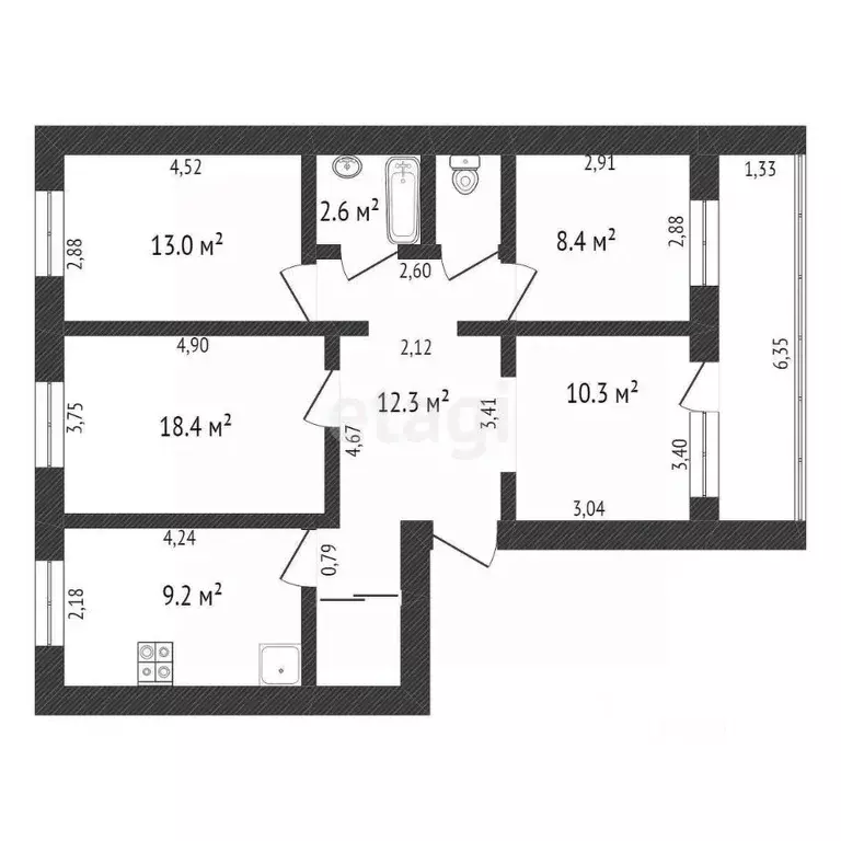 4-к кв. Амурская область, Благовещенск Партизанская ул., 19 (77.0 м) - Фото 2