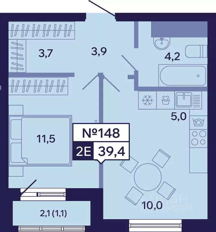 2-к кв. Саха (Якутия), Якутск ул. Новопортовская, 1Д (39.4 м) - Фото 1