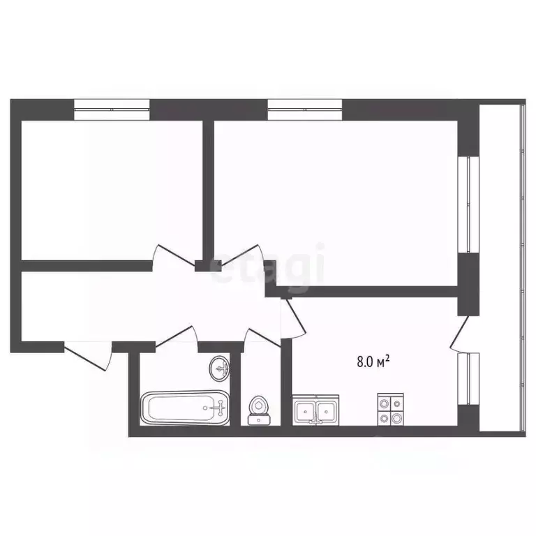 2-к кв. Владимирская область, Муром Кооперативная ул., 13 (43.1 м) - Фото 1